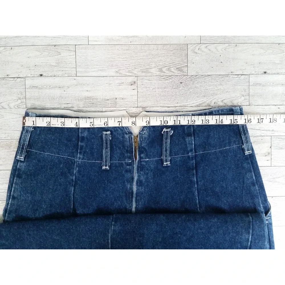 Vintage YES Clothing Denim Jean Skirt Blue Panel Pencil Skirt Sz 13 32x32‎